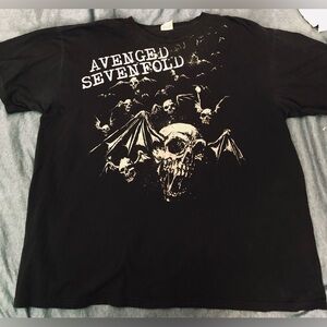 Vintage Avenged Sevenfold AX7 Tshirt Men’s Sz 2XL Dark Flying Skulls Graphics NM